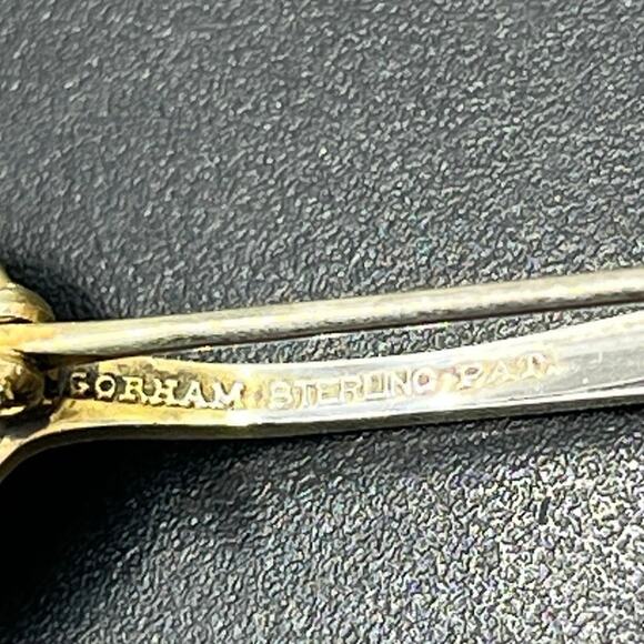 Gorham Vintage Fairfax Sterling Silver Salt Cellar Gold Gilded Wash Signed Spoon - Picture 5 of 8